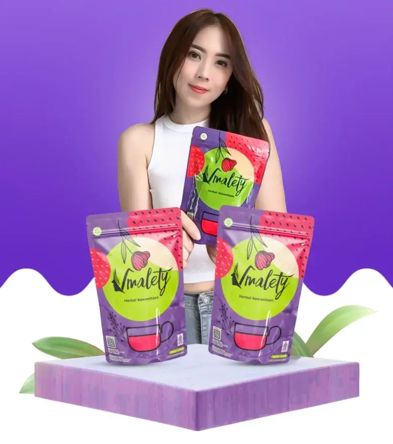 Kemasan pouch Vmalety herbal kewanitaan
